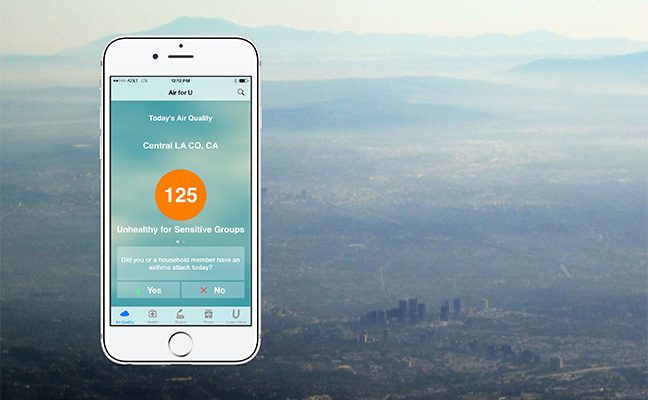 A smart phone app helps those affected by air pollution.