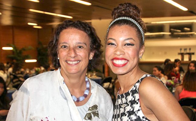 India Carney '15 with Dean and Vice Provost for Undergraduate Education Patricia A. Turner.